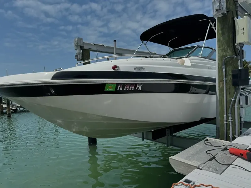 Detailed boat on a boat lift