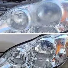 Headlight before and after restoration